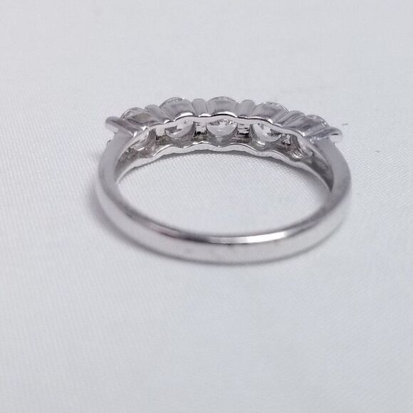Vintage Sterling Silver Sparkly CZ Five Stone Stacking Band Ring, Size 6, Estate - Picture 4 of 10